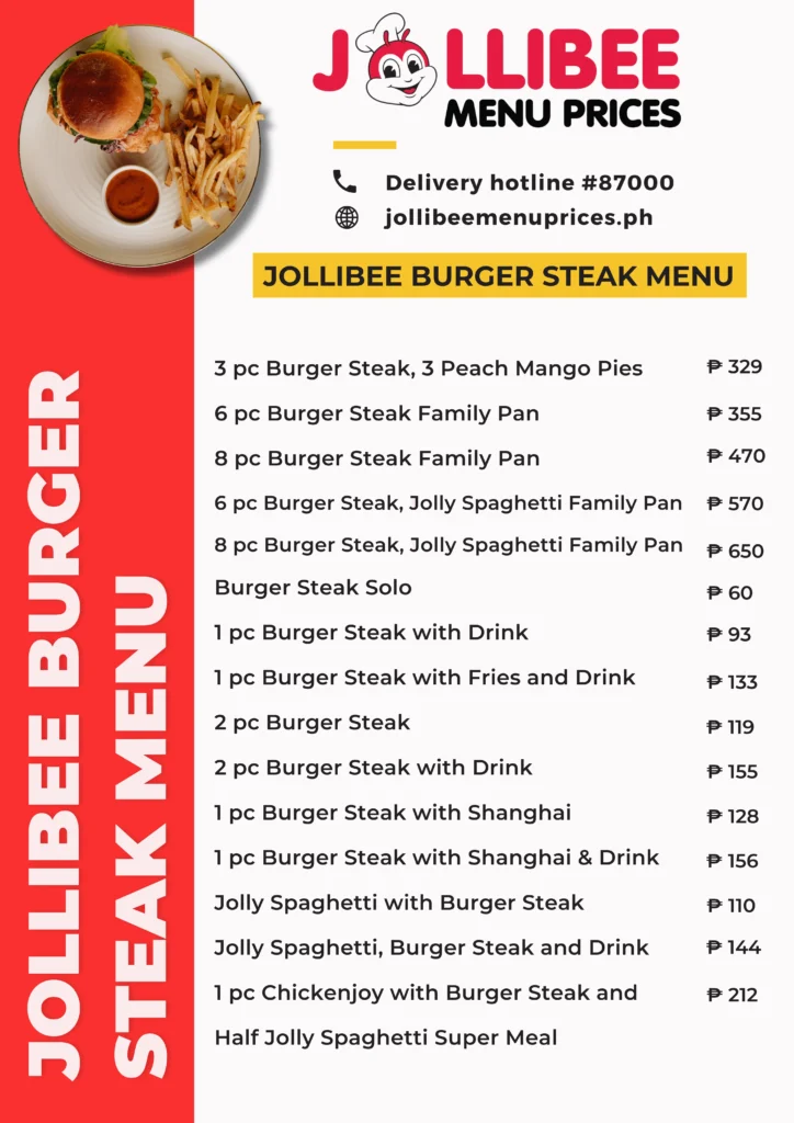 Jollibee Burger Steak Menu