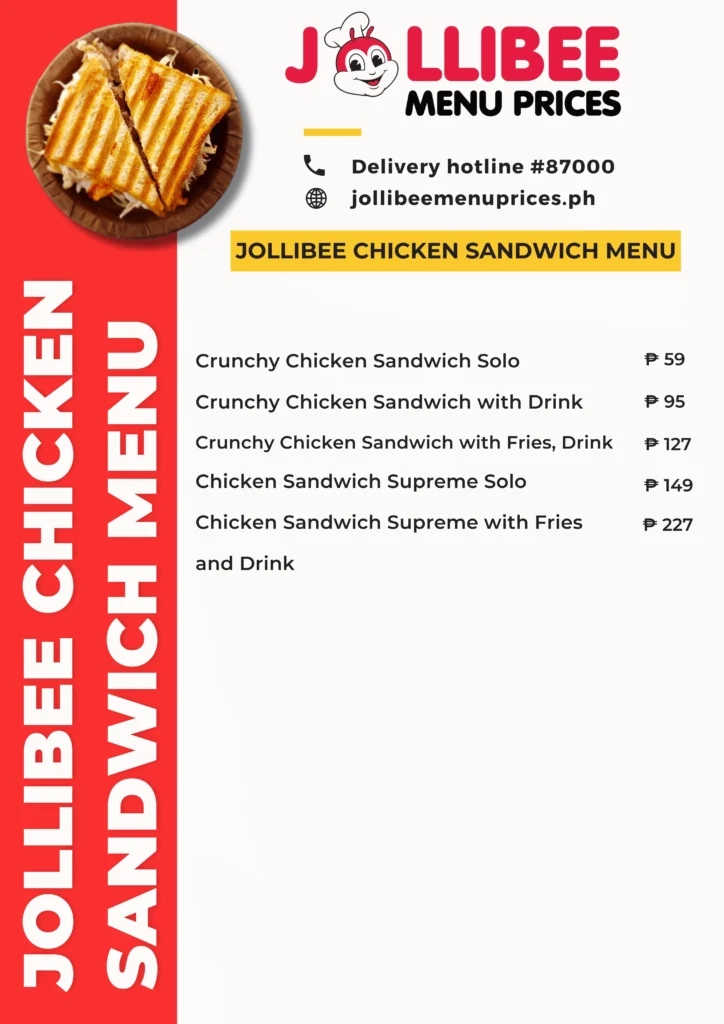 Jollibee Chicken Sandwich Menu