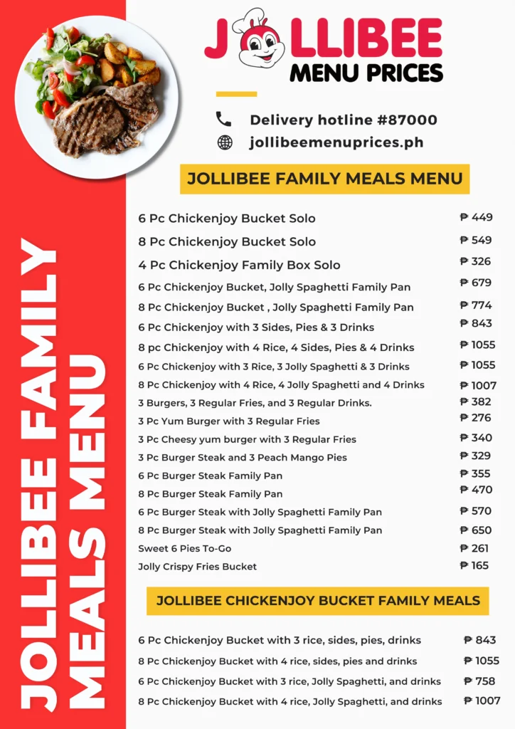 Jollibee Family Meals Menu