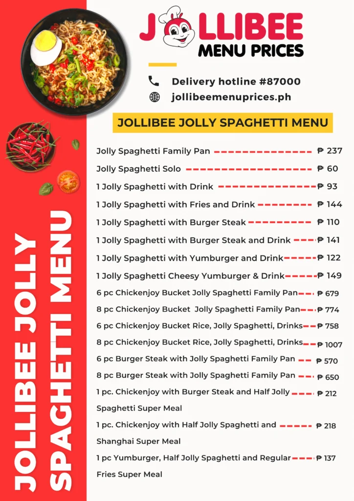 Jollibee Jolly Spaghetti Menu