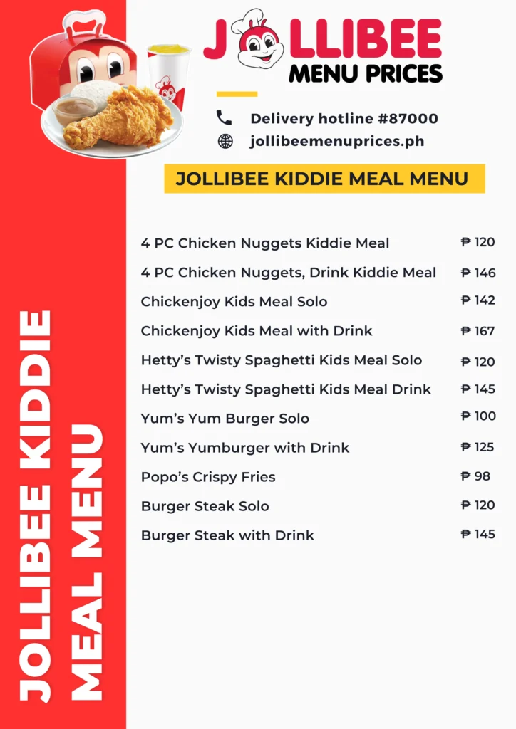 Jollibee Kiddie Meal Menu